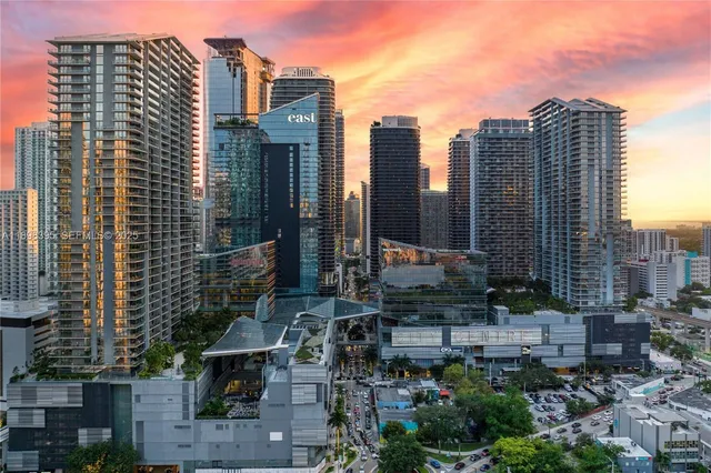 a city view with tall buildings
