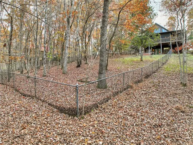 a view of a house with a yard and a large tree