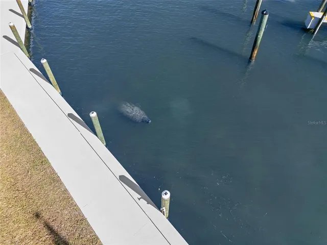 an aerial view of a house with outdoor space