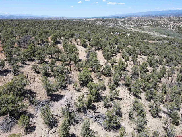 an aerial view of a houses with a yard