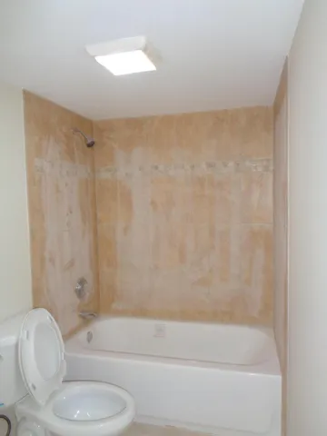 a bathroom with a toilet and a bathtub