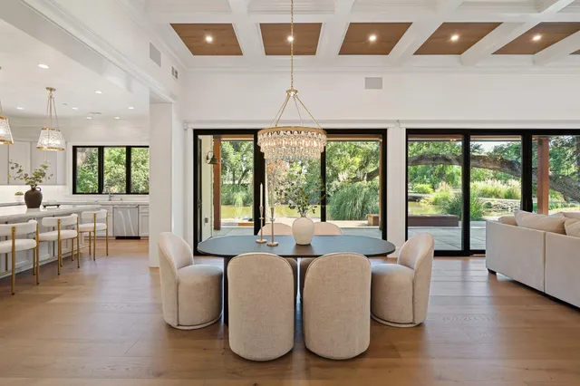 a view of an empty room with empty shelves