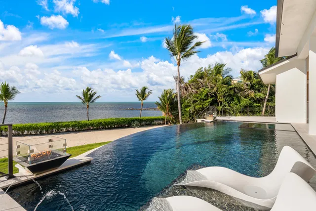 a view of a garden with swimming pool