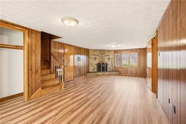 wooden floor and windows in a room