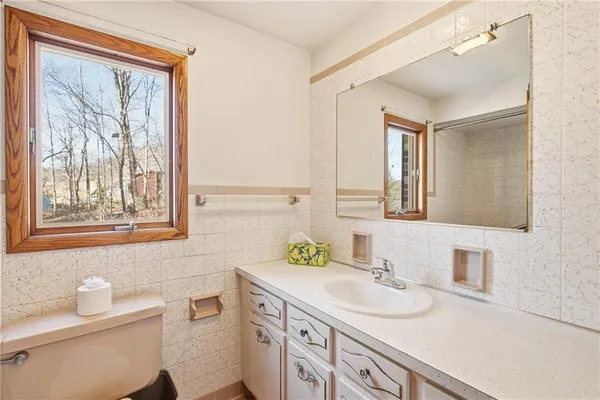 a bathroom with a toilet and a bathtub