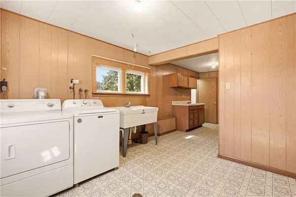 a view of room with garage