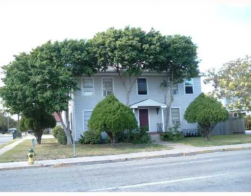 a front view of house with a garden