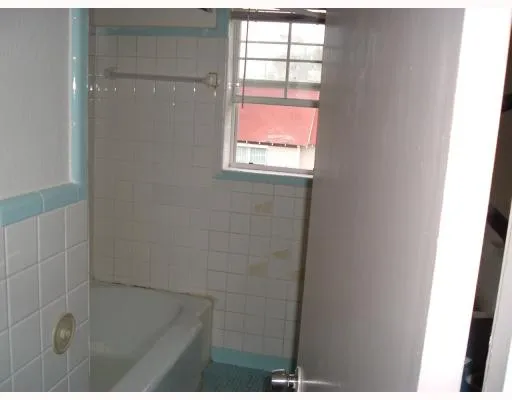 a bathroom with a window