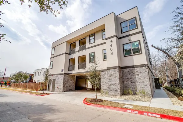 a front view of a multi story building