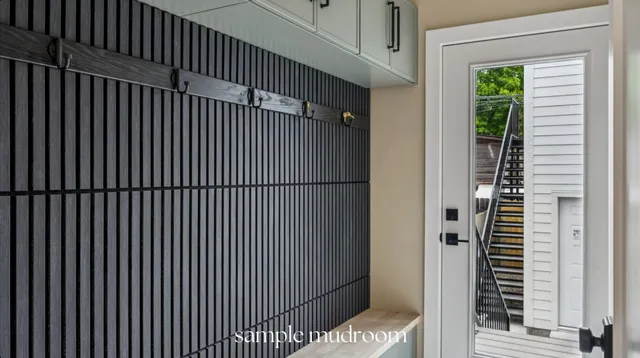a view of wooden balcony