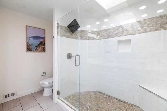 a bathroom with a shower