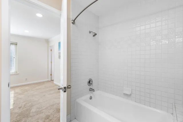 a bathroom with a bathtub