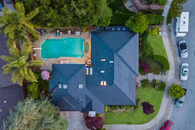 an aerial view of a house