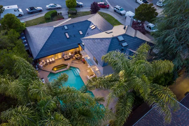 an aerial view of a house