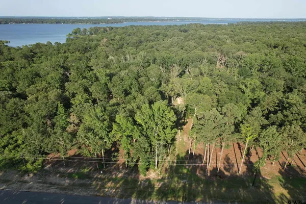 a view of a lake with a yard