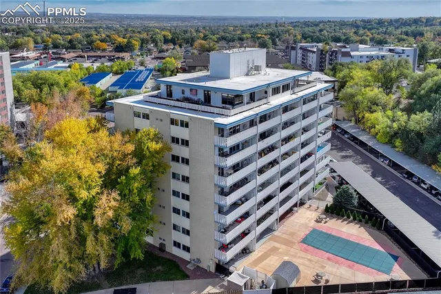 a view of a city with a mountain