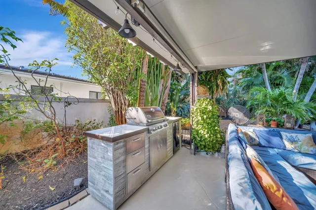 a view of a backyard with plants