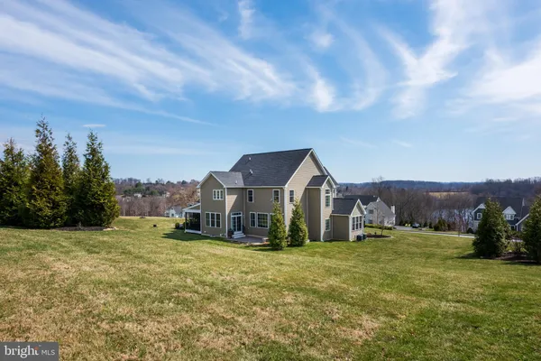 a view of a swimming pool with a mountain view