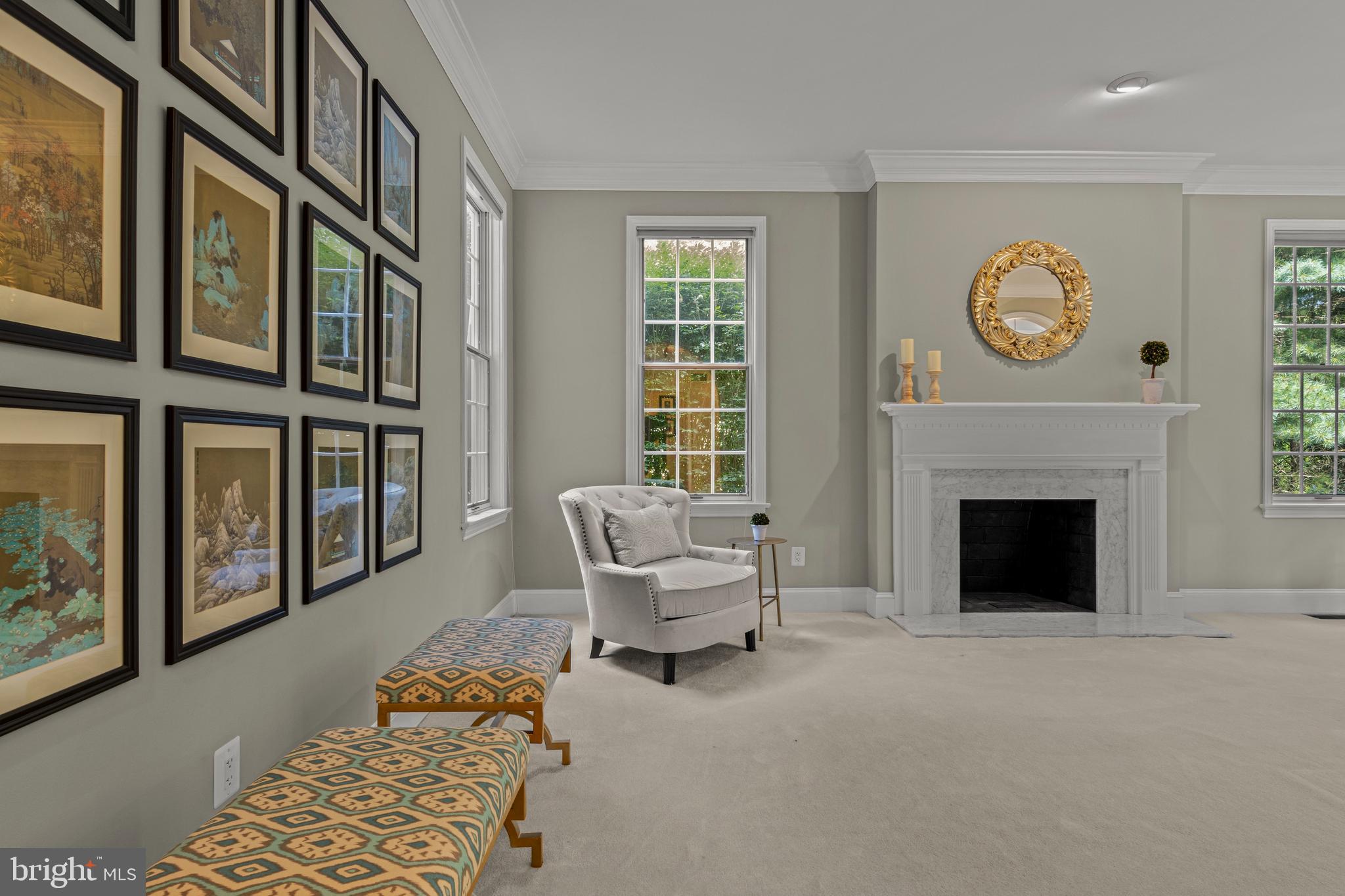 1285 Farm Road Berwyn, PA 19312 - Photo 11 of 75 a living room with furniture a window and a fireplace