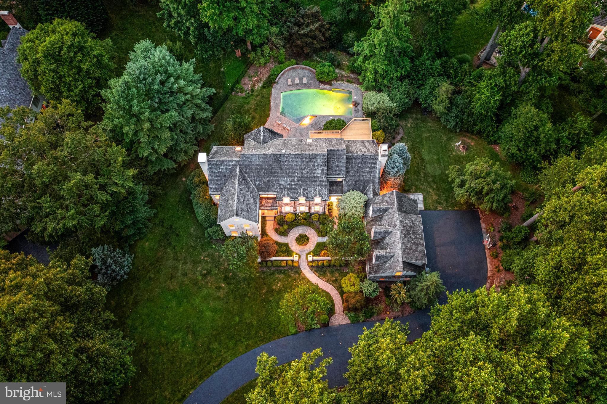1285 Farm Road Berwyn, PA 19312 - Photo 3 of 75 an aerial view of a house with outdoor space pool seating area and yard