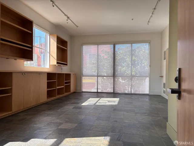 a living room with a large window