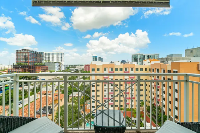 a view of building from balcony