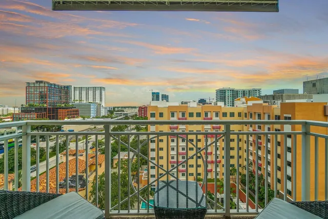 a view of building from balcony