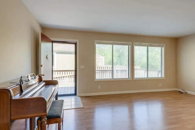 a view of a balcony with fence