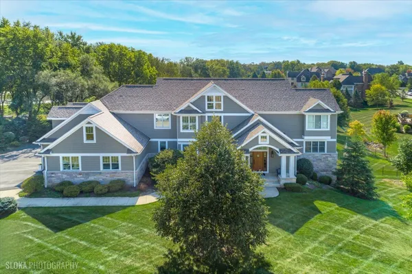 an aerial view of a house