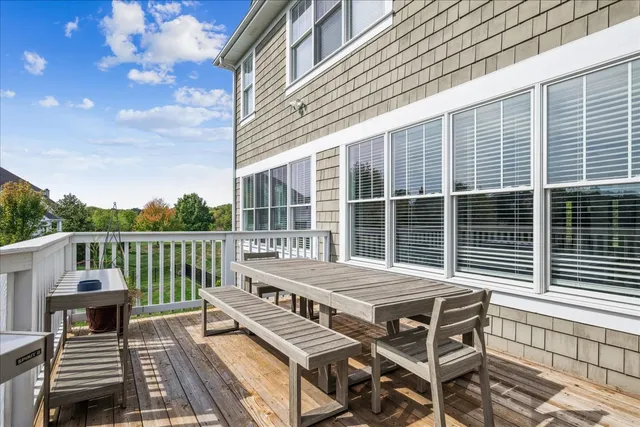 a view of a patio with a table