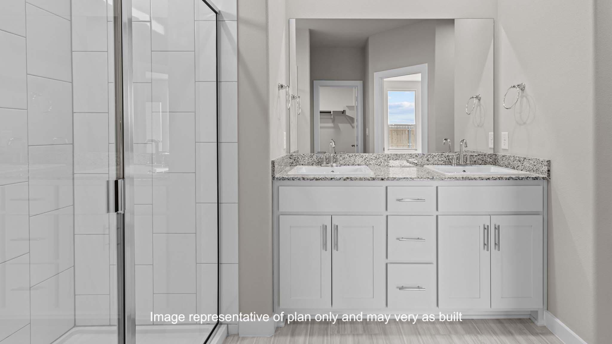 2902 134th Street Lubbock, TX 79423 - Photo 14 of 30 a bathroom with a granite countertop sink and a mirror