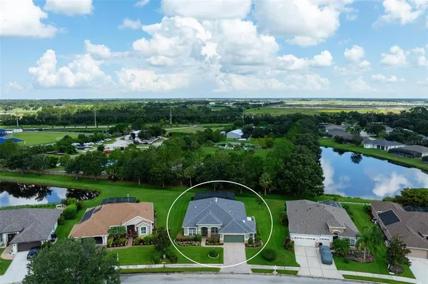 an aerial view of a house