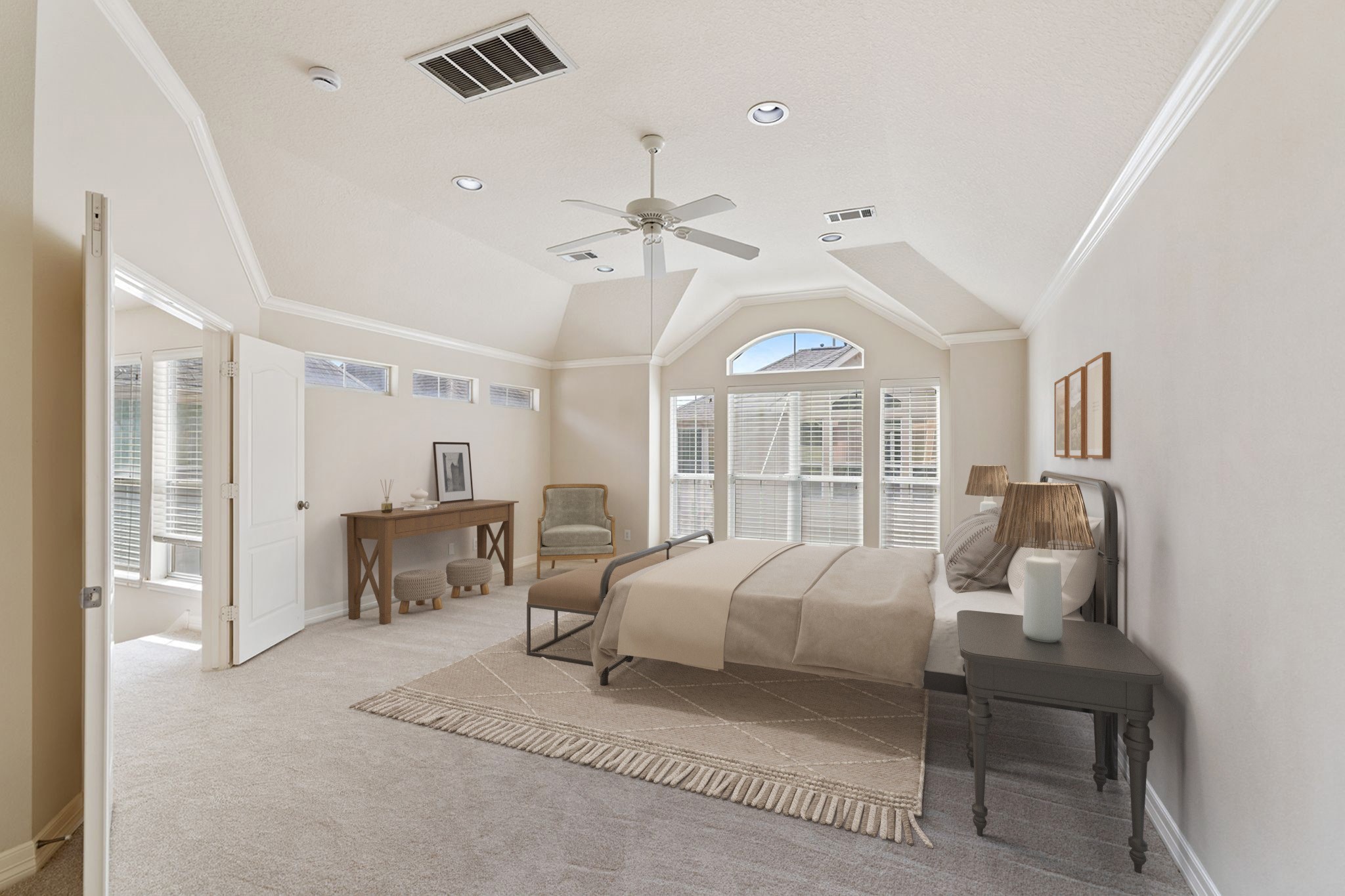 920 Asbury Street Houston, TX 77007 - Photo 25 of 33 a bedroom with furniture and a chandelier