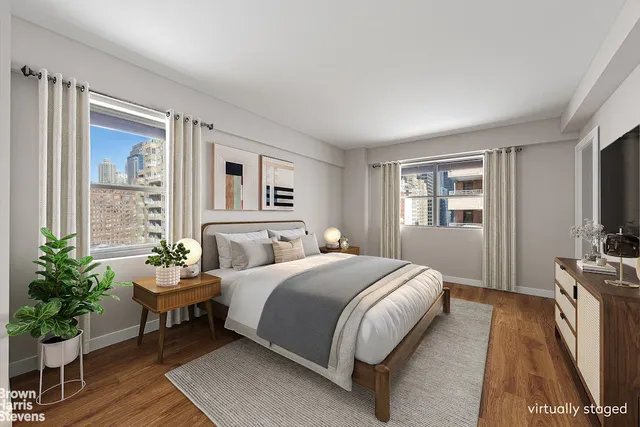 a view of a hallway with a chandelier