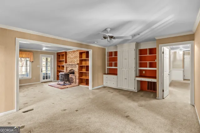 an empty room with windows