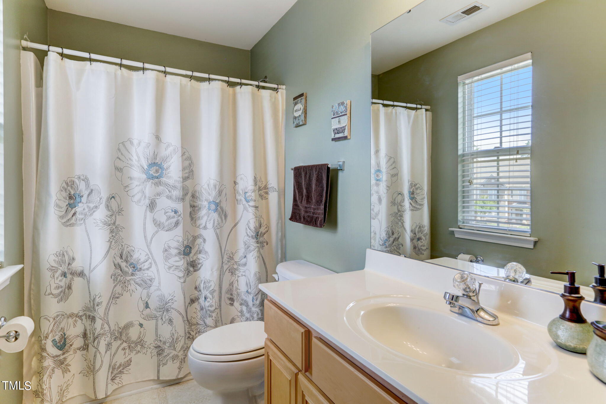 9802 Grettle Court Raleigh, NC 27617 - Photo 20 of 22 a bathroom with a sink and a mirror