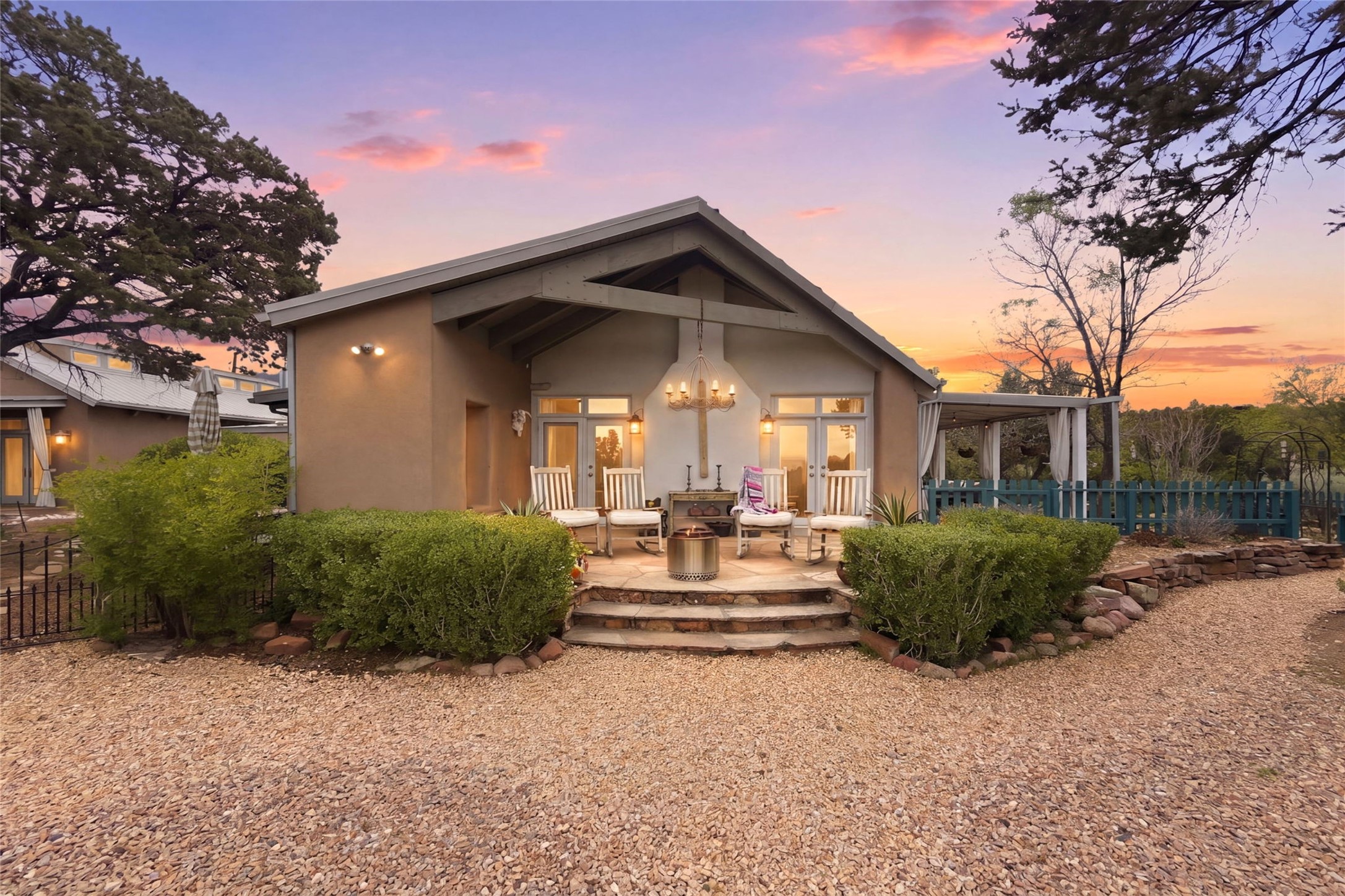 55 Paseo Del Rancho Santa Fe, NM 87506 - Photo 41 of 61 Sunset/west facing patio