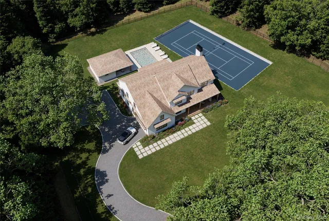 an aerial view of a house