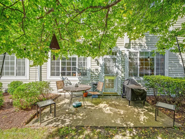 a building outdoor space with patio furniture