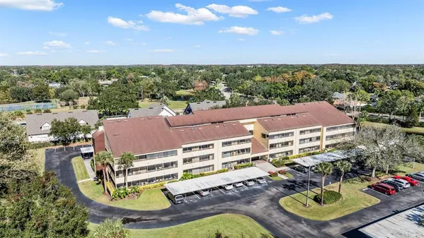 an aerial view of a house