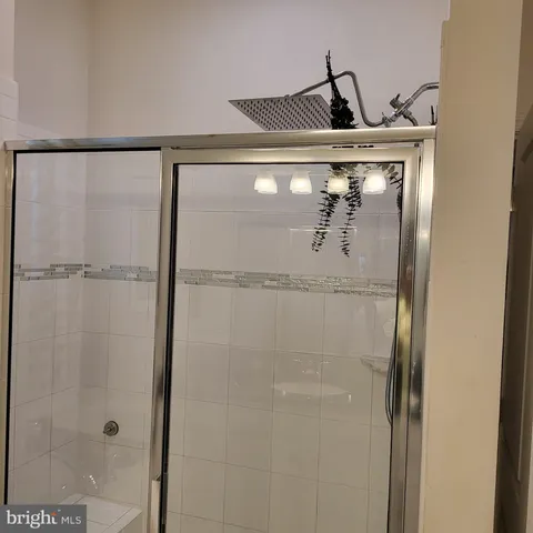 a close view of a glass shower door