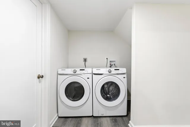 a utility room with dryer and washer