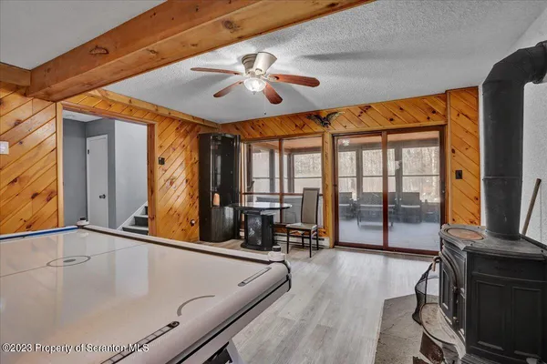 a view of a living room and dining room