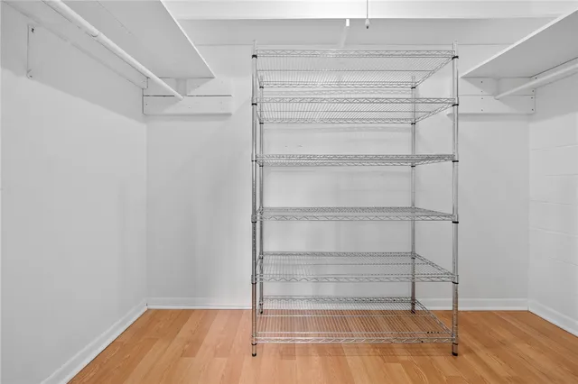 a view of an empty walk in closet