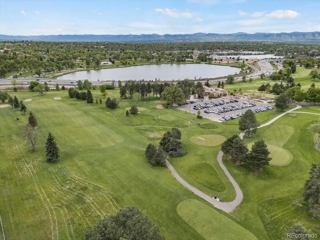 a view of a lake with a city