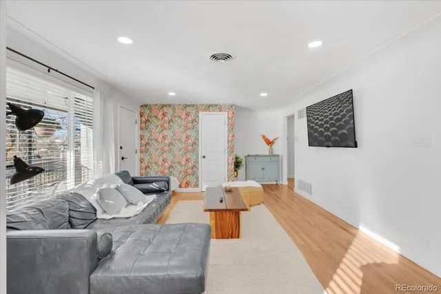 a living room with furniture