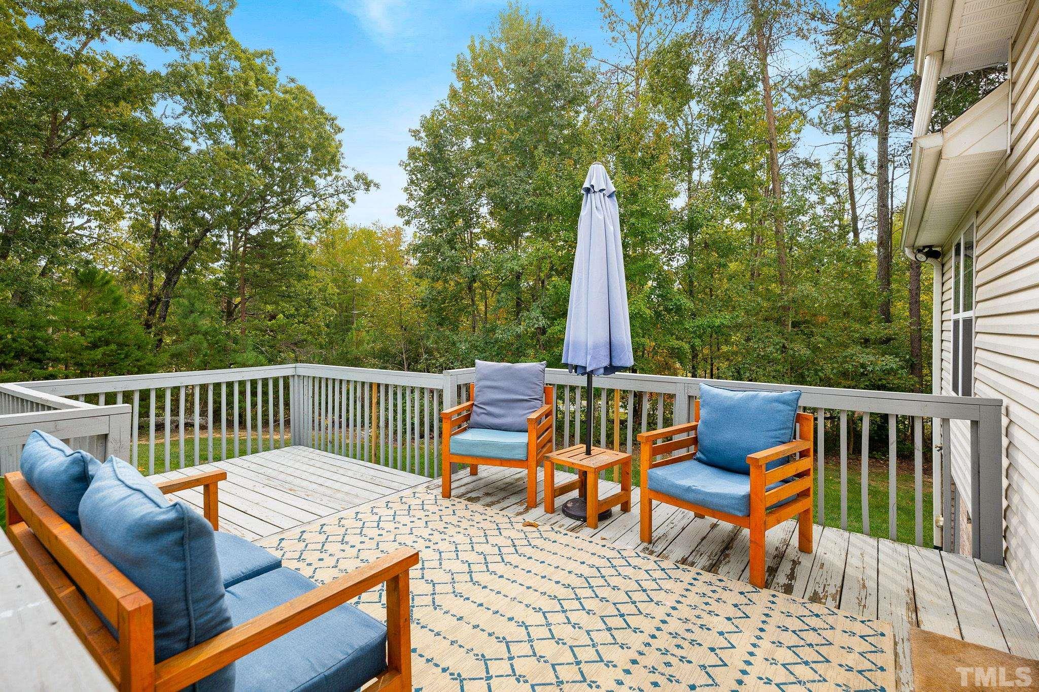 7405 Buckingham Mountain Road Snow Camp, NC 27349 - Photo 19 of 26 a view of a wooden deck with furniture