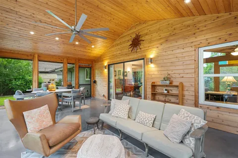 a living room with furniture