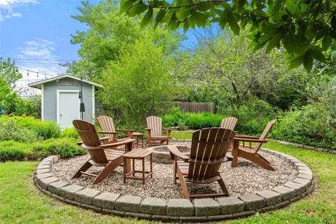 a view of a chairs in a patio