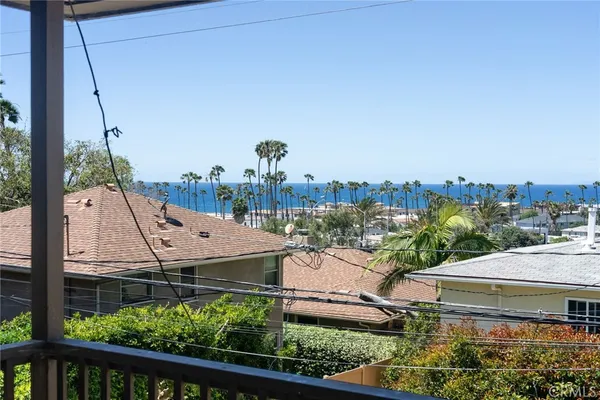 a view of a building from a balcony